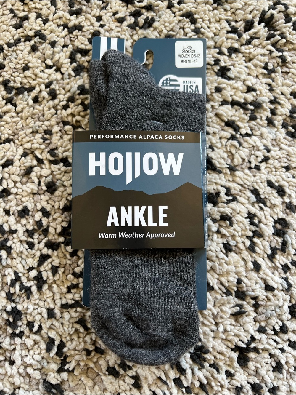 Hollow Alpaca Socks Ankle Grey Size Large